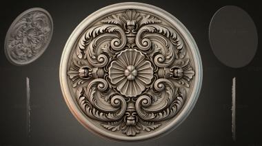 Round decor, rosettes Round rosette with baroque scrolls and a central flower 3d model