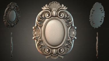 Round decor, rosettes Carved oval cartouche with scrolls and shells 3d model
