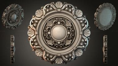 Round decor, rosettes Round rosette with baroque scrolls and a ball 3d model
