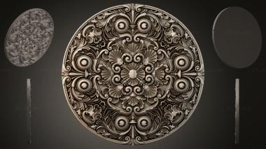 Round decor, rosettes Round panel with floral ornament and swirls 3d model