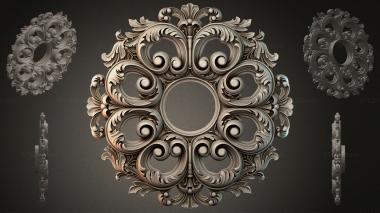Round decor, rosettes Cartouche with a central medallion and spiral volutes 3d model
