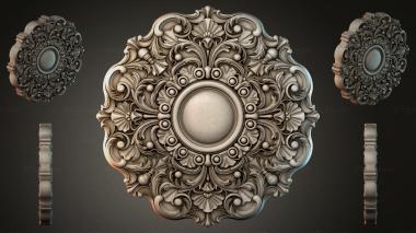 Round decor, rosettes Ceiling rosette with a round center and swirls 3d model