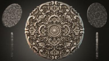 Round decor, rosettes Round rosette with volutes and shells 3d model