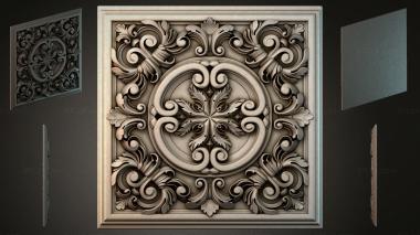 Round decor, rosettes Panel with spiral volutes and a central medallion 3d model