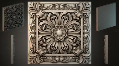 Round decor, rosettes Panel with floral medallion and spiral scrolls 3d model
