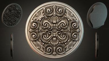 Round decor, rosettes Round rosette with volutes and acanthus leaves 3d model