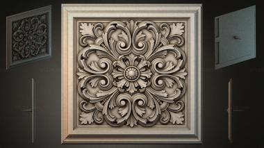 Round decor, rosettes Panel with acanthus scrolls and a central rosette 3d model
