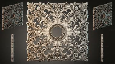 Round decor, rosettes Acanthus rosette pattern with volutes and leaves 3d model