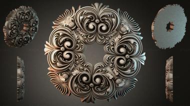 Round decor, rosettes Round panel with volutes and acanthus for CNC 3d model