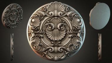 Round decor, rosettes Round rosette with acanthus and spirals 3d model