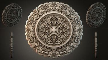 Round decor, rosettes Round rosette with volutes and a central sphere 3d model