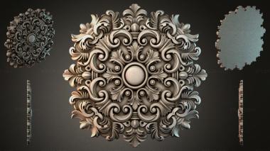 Round decor, rosettes Volute ceiling rose with a central sphere 3d model