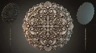 Round decor, rosettes Round panel with scrolls and shells 3d model