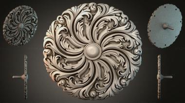 Round decor, rosettes Cartouche with acanthus scrolls and a central rosette 3d model