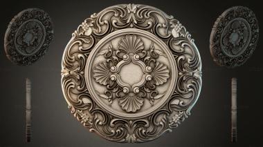 Round decor, rosettes Classic round medallion with shells and acanthus 3d model