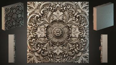 Round decor, rosettes Panel with a central flower and acanthus scrolls 3d model