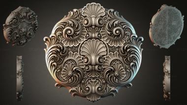 Round decor, rosettes Round rosette with volutes and shells 3d model