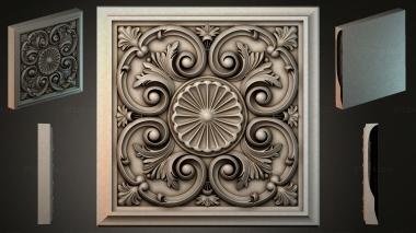 Round decor, rosettes Panel with volutes and a central rosette 3d model