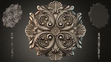 Round decor, rosettes Symmetrical scroll rosette with shells and spirals 3d model
