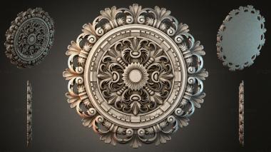 Round decor, rosettes Round ceiling rose with multi-level spirals and leaves 3d model
