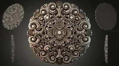 Round decor, rosettes Carved medallion with volutes and shells 3d model