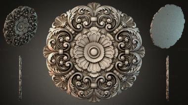 Round decor, rosettes Round ceiling rosette with volutes and a central rosette 3d model