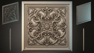 Round decor, rosettes Square panel with volutes and floral ornament 3d model