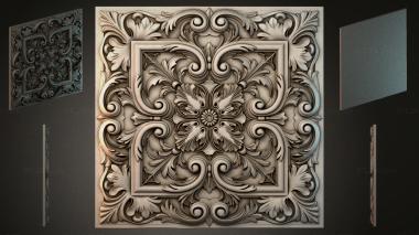 Round decor, rosettes Panel with symmetrical swirls and a central flower 3d model