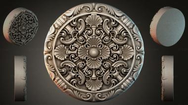 Round decor, rosettes Round panel with volutes and fan rosettes 3d model