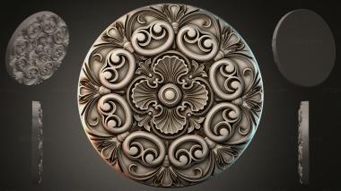 Round decor, rosettes Round rosette with volutes and a basin 3d model