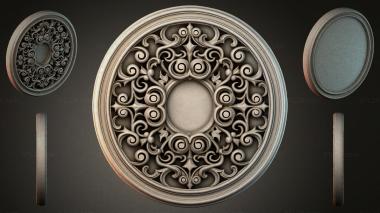 Round decor, rosettes Round medallion with swirls and spiral ornament 3d model
