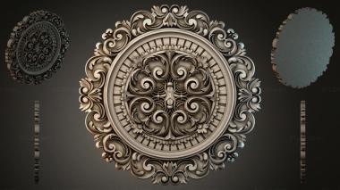 Round decor, rosettes Round rosette with volutes and floral ornament 3d model