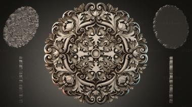 Round decor, rosettes Square rosette with swirls and leaves 3d model