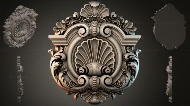 Round decor, rosettes Cartouche with volutes and a shell for CNC cutting 3d model