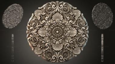 Round decor, rosettes Round medallion with volutes and shells 3d model