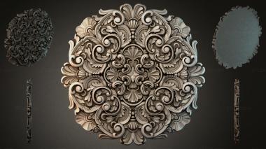 Round decor, rosettes Carved round ornament with acanthus scrolls and shells 3d model