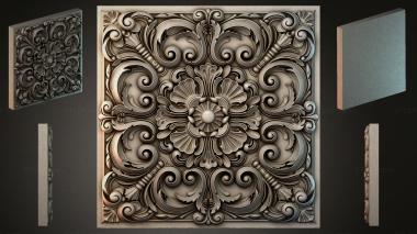 Round decor, rosettes Classic ornament with swirls and a central flower 3d model