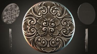 Round decor, rosettes Round panel with volutes and shells in the Rococo style 3d model