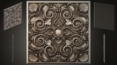 Round decor, rosettes Panel with volutes, sinks and a central rosette 3d model