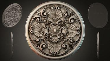 Round decor, rosettes Round ceiling rosette with floral ornament 3d model