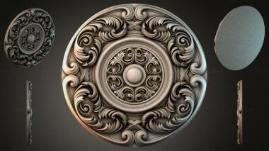 Round decor, rosettes Round rosette with volutes and a central sphere 3d model