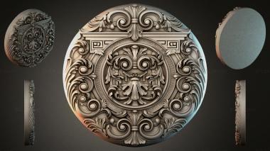 Round decor, rosettes Round rosette with scrolls and a central medallion 3d model