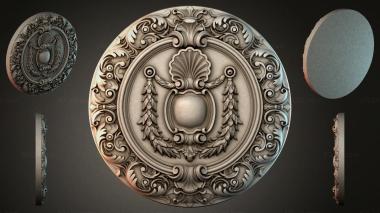 Round decor, rosettes Medallion with a sphere and laurel garlands 3d model