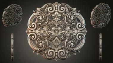Round decor, rosettes Rosette with volutes and acanthus leaves 3d model