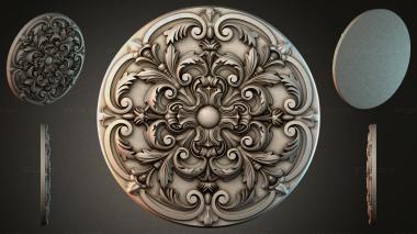 Round decor, rosettes Round rosette with acanthus scrolls and a central sphere 3d model