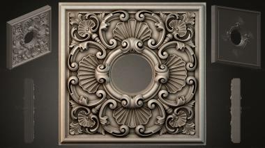 Round decor, rosettes Decorative panel with a round medallion and volutes 3d model