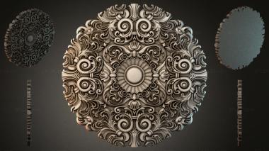 Round decor, rosettes Panel with volutes and a central medallion 3d model