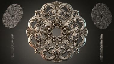 Round decor, rosettes Round rosette with swirls and floral motifs 3d model