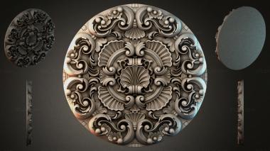 Round decor, rosettes Round rosette with symmetrical spirals and shells 3d model