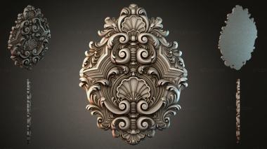 Round decor, rosettes Panel with floral ornament and curls 3d model